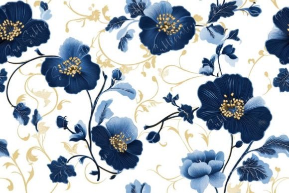 Blue Floral Seamless Pattern