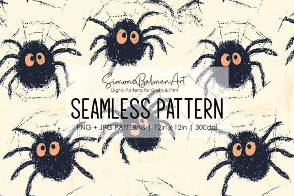 Cute Spiders Seamless Pattern for Halloween