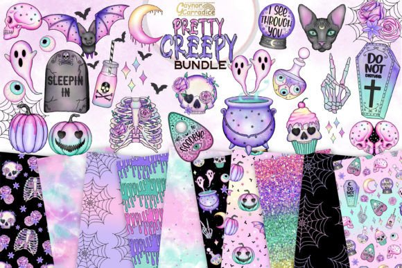 Elevating Niche Aesthetics: The Strategic Value of the Pastel Goth Clipart Patterns Bundle