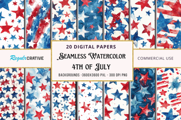 Elevating Patriotic Design: The Strategic Value of the Watercolor 4th of July Patterns Bundle