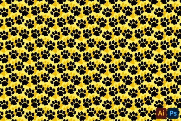 Hand Drawn Flat Dog Paw Print Pattern
