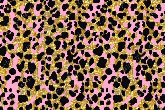Pink and Gold Glitter Leopard Spots: Elevating Digital Aesthetics with High-Resolution Texture