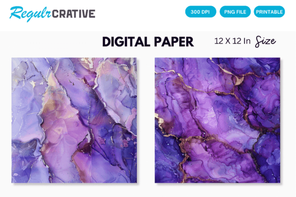 Purple Holographic Alcohol Ink Patterns