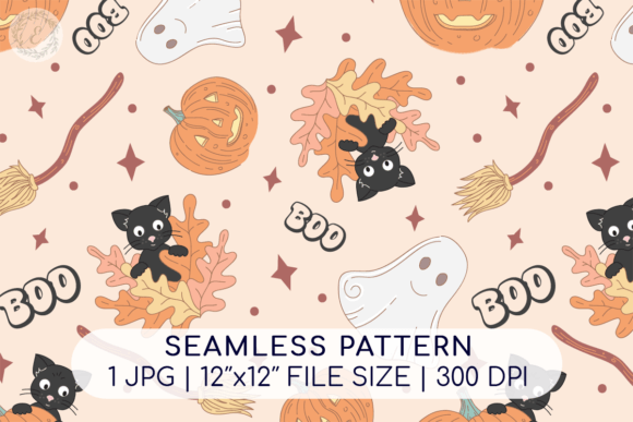 Spooky Chic DIY: How to Use Cute Cat and Ghost Seamless Patterns for Halloween Crafting