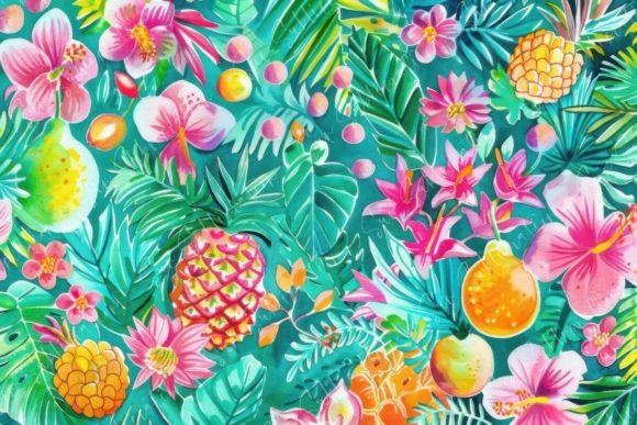 Vibrant Tropical Pattern for Bold Designs