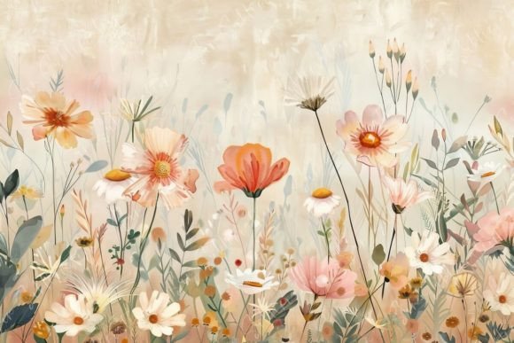 Watercolor Painting of Meadow with